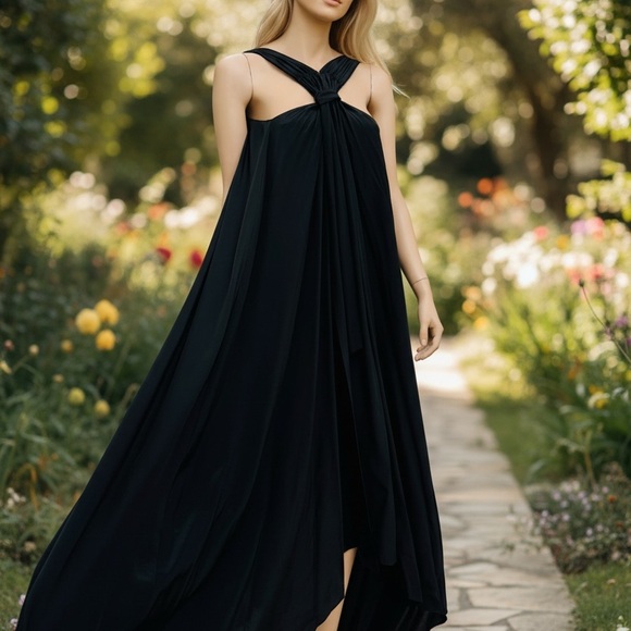 Hatch Dresses & Skirts - NWT Hatch 100% Silk Elegant Black Knot-Front Maxi Luxury Dress L/XL